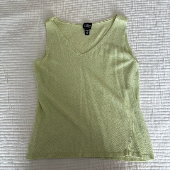 Eileen Fisher Women's Light Green knit V-Neck Top size medium - Picture 1 of 5